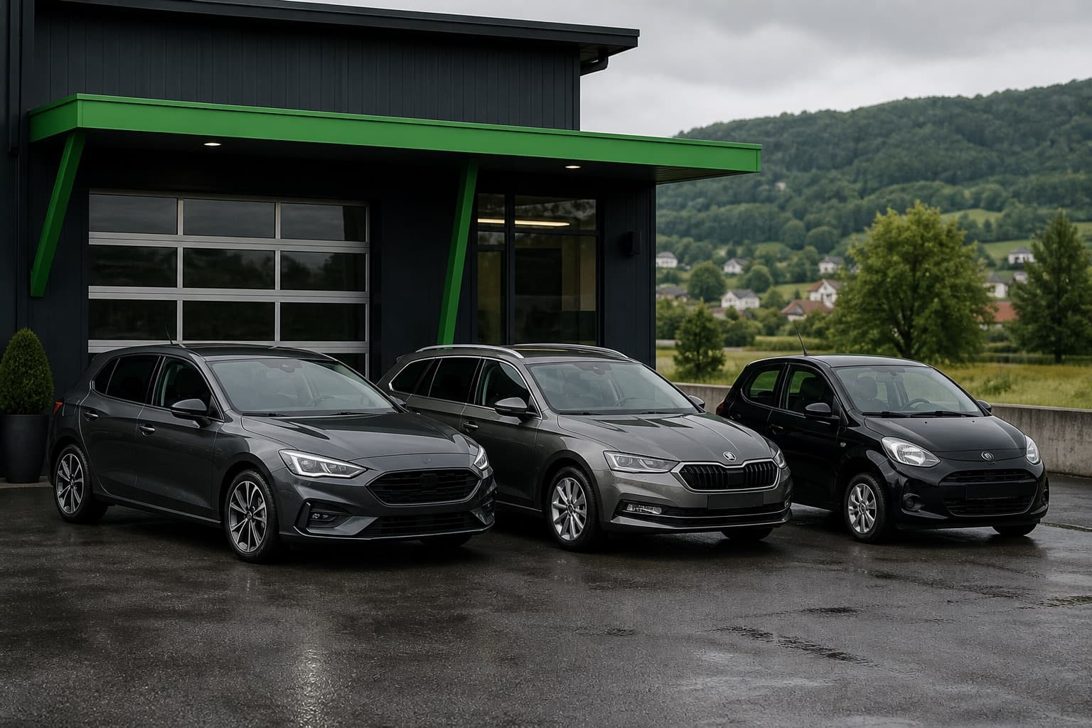 Mietwagen vor Garage Beringen